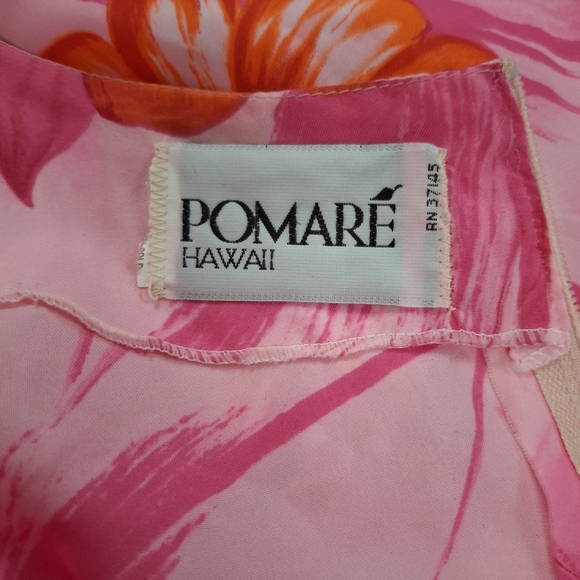 Pomare HAWAII Vintage 70's floral pink,orange Kaftan Dress. Size 14. - Picture 2 of 5